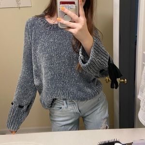 Cute BARLEY WORN greenish blue velvet knit sweater